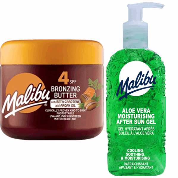 Malibu Przyspieszacz Opalania SPF4 300ml + Aloe Żel Po Opalaniu 200ml