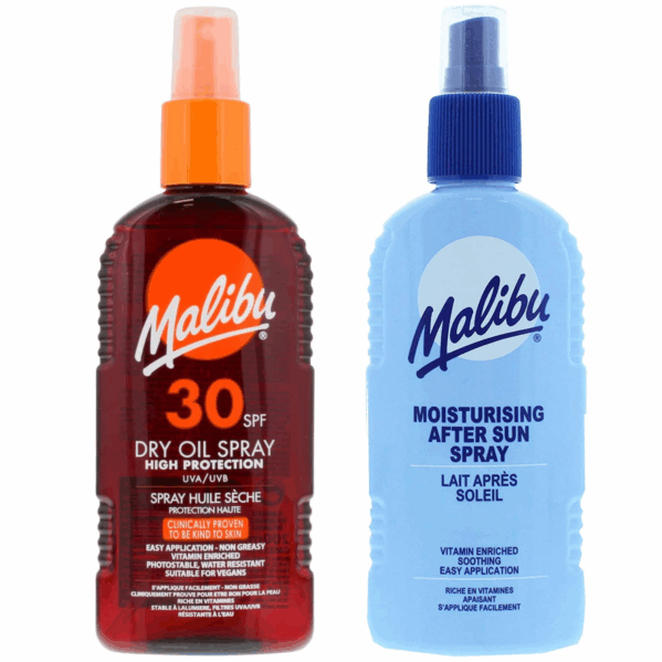 Malibu SPF30 Olejek Brązujący 200ml + Balsam W Sprayu Po Opalaniu 200ml