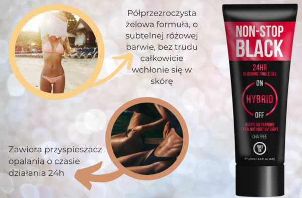 Power Tan Non-Stop Black Hybrid Tingle Gelee 250ml - obrazek 3