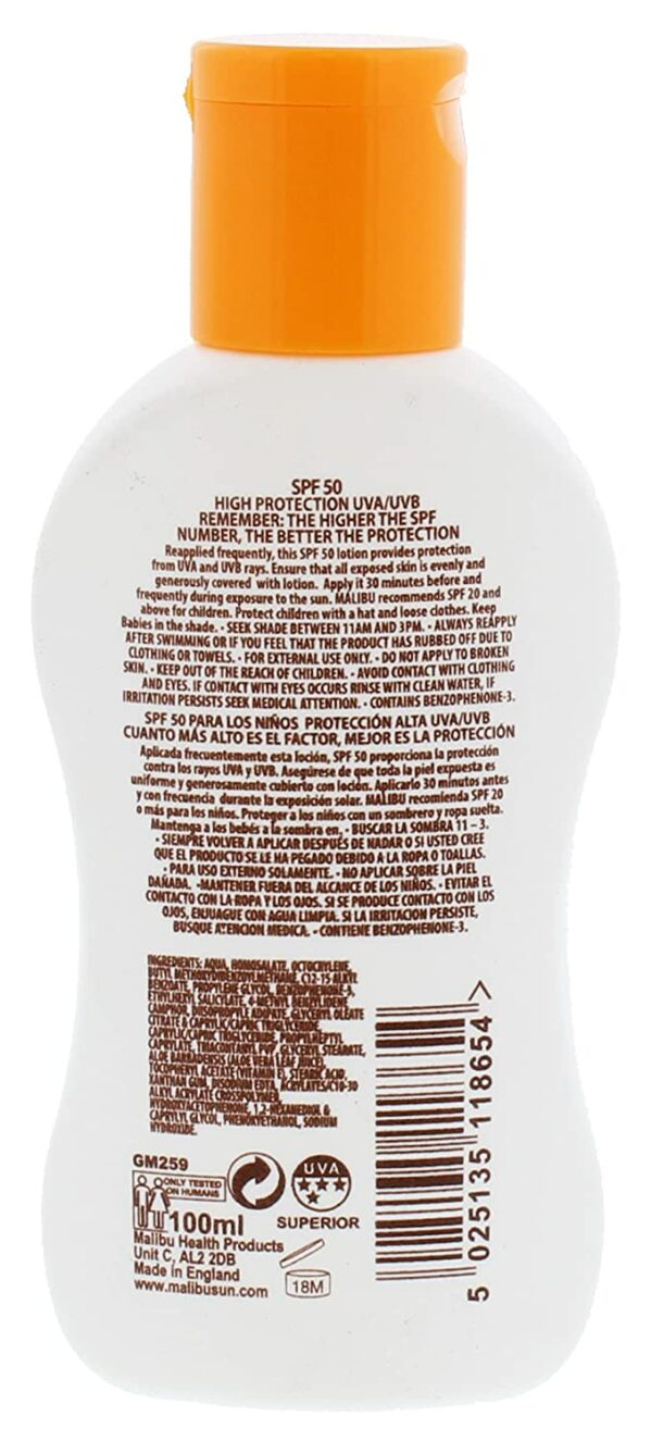 Malibu Kids Lotion Balsam Ochronny Dla Dzieci SPF50 100ml x2szt - obrazek 2