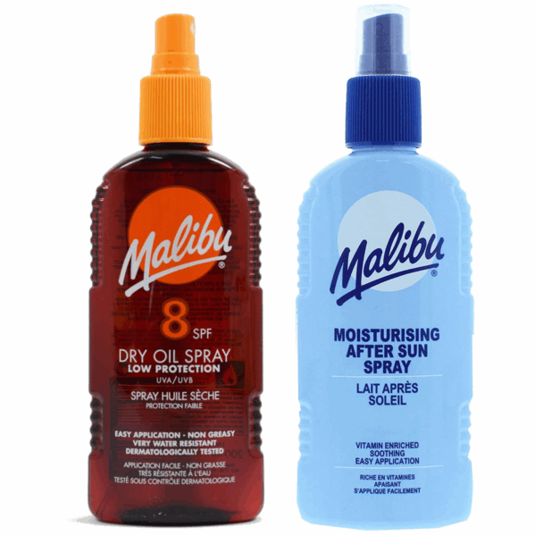 Malibu SPF8 Olejek Brązujący 200ml + Balsam W Sprayu Po Opalaniu 200ml