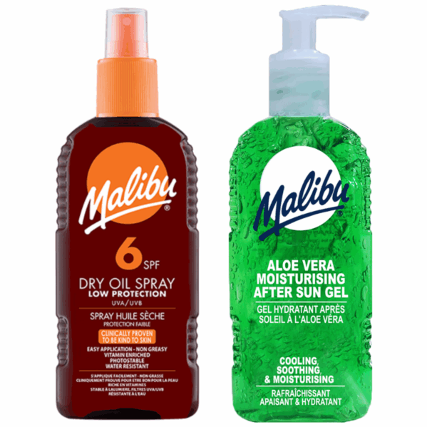 Malibu SPF6 Olejek Brązujący 200ml + Aloe Żel Po Opalaniu 200ml
