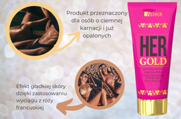 Asther Her Gold Mocny Bronzer Dla Kobiet 200ml - obrazek 4