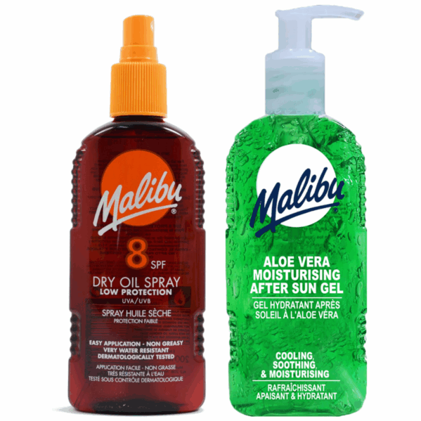 Malibu SPF8 Olejek Brązujący 200ml + Aloe Żel Po Opalaniu 200ml