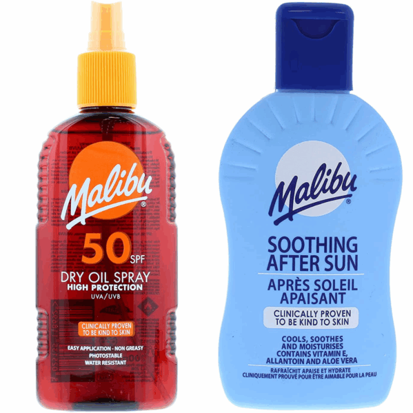 Malibu SPF50 Olejek Brązujący 200ml + Balsam Po Opalaniu 200ml