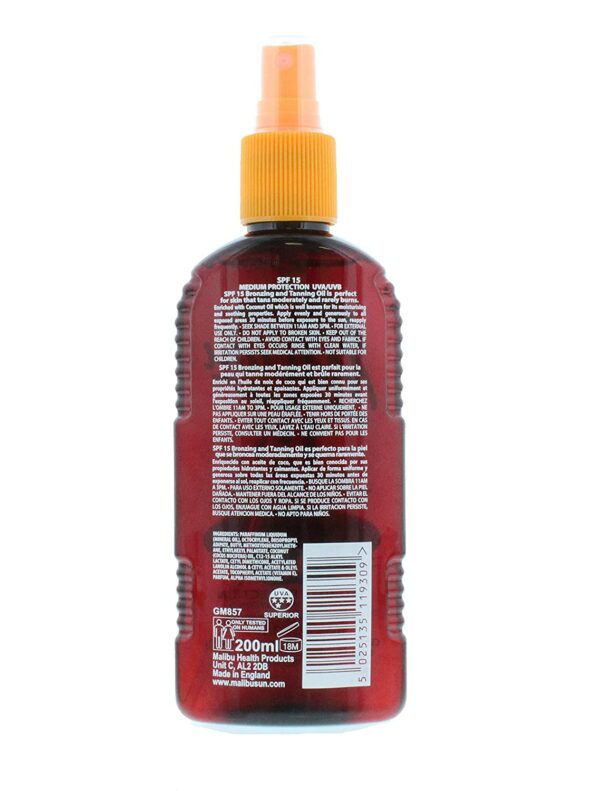 Malibu Bronzing Olejek Brązujący Z Kokosem SPF15 200ml x2szt - obrazek 2