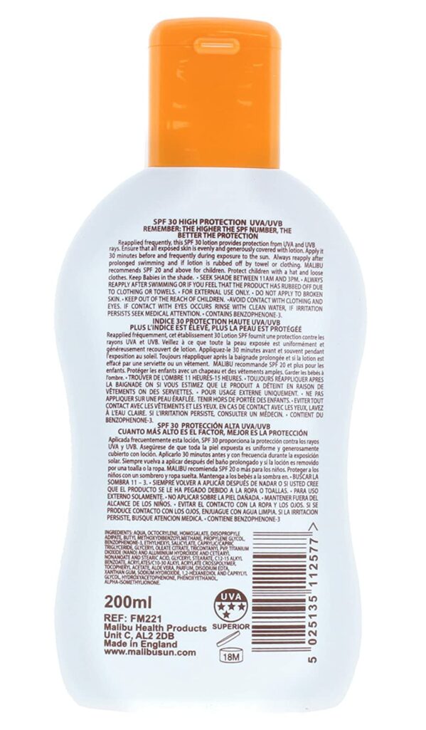 Malibu Protective Lotion SPF30 Wodoodporny Balsam 200ml x2szt - obrazek 2
