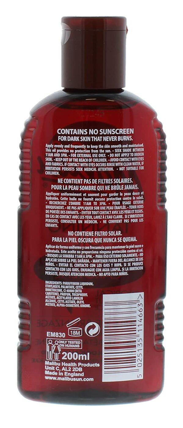 Malibu Wodoodporny Olejek Do Opalania Z Marchewką I Kokosem 200ml - obrazek 2