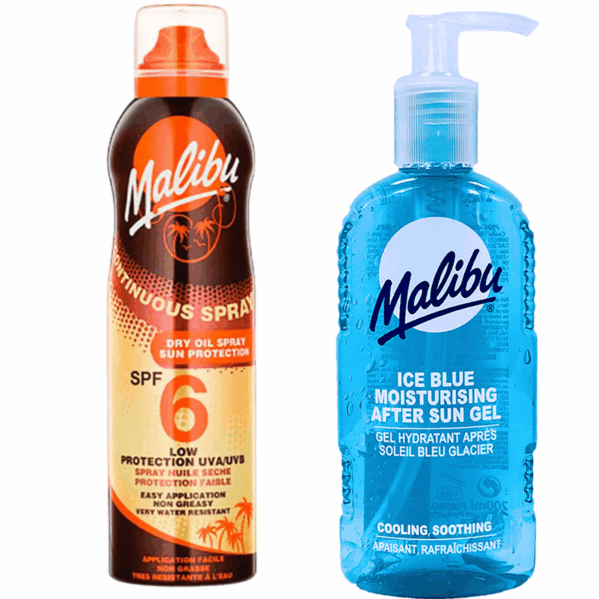 Malibu Suchy Olejek W Aerozolu SPF6 175ml + Żel Po Opalaniu 200ml