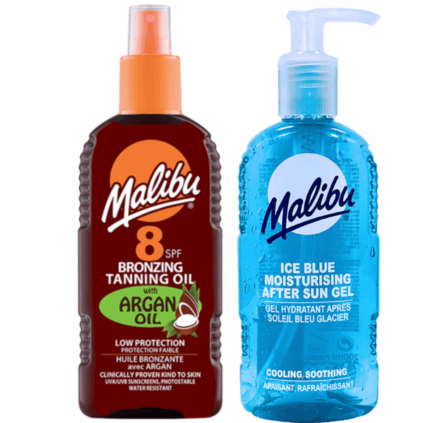 Malibu Olejek Brązujący Z Olejkiem Arganowym SPF8 200ml + Żel Po Opalaniu 200ml
