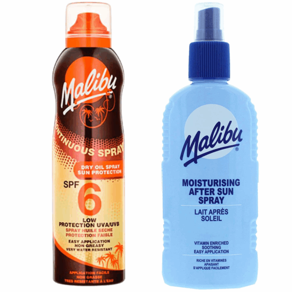 Malibu Suchy Olejek W Aerozolu SPF6 175ml + Balsam W Sprayu Po Opalaniu 200ml