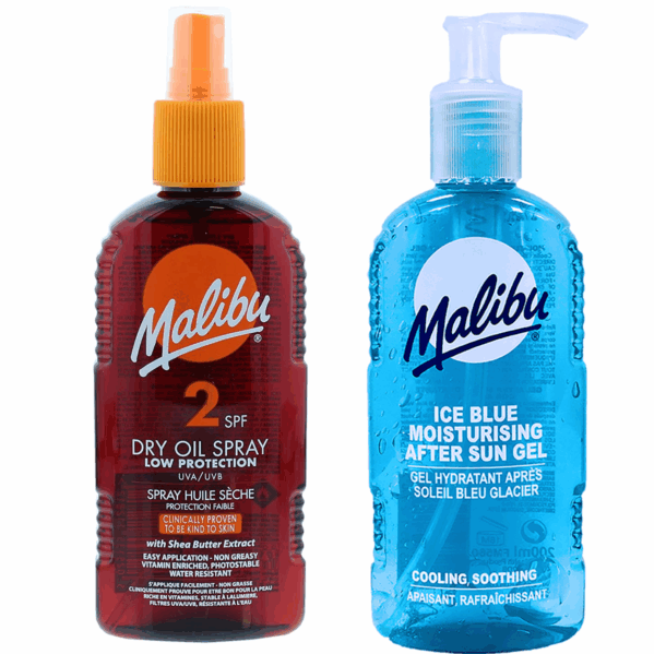 Malibu Olejek Brązujący Do Opalania SPF2 200ml + Żel Po Opalaniu 200ml