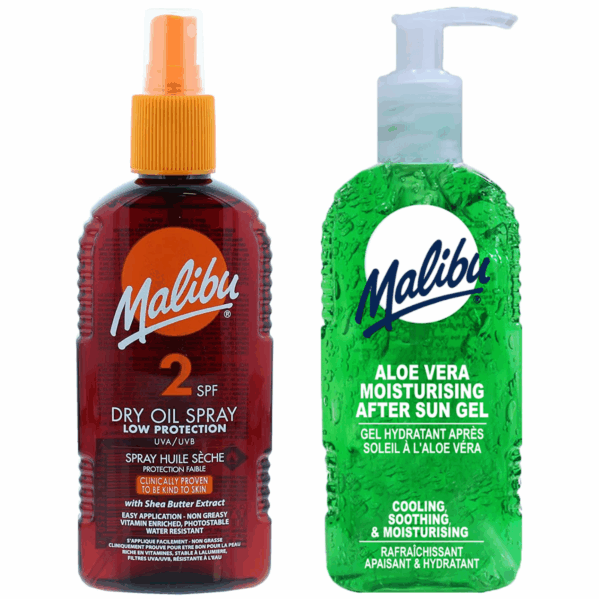 Malibu SPF2 Olejek Brązujący 200ml + Aloe Żel Po Opalaniu 200ml