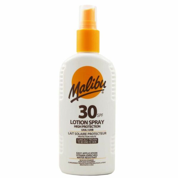 Malibu SPF30 Wodoodporny Spray 200ml + Balsam W Sprayu Po Opalaniu 200ml - obrazek 2