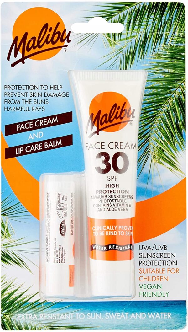 Malibu Krem Do Twarzy SPF30 + Pomadka SPF30 Zestaw