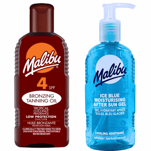 Malibu Olejek Do Opalania SPF4 200ml + Żel Po Opalaniu 200ml