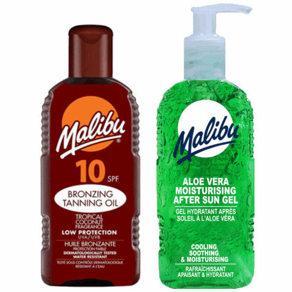 Malibu Olejek Do Opalania SPF10 200ml + Aloe Żel Po Opalaniu 200ml