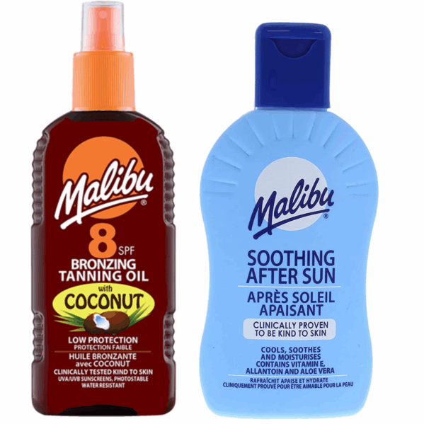 Malibu Olejek Brązujący Z Kokosem SPF8 200ml + Balsam Po Opalaniu 200ml