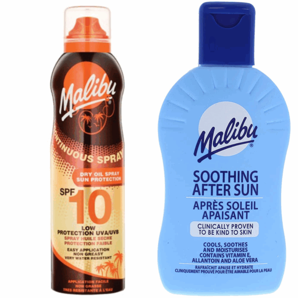 Malibu Suchy Olejek W Aerozolu SPF10 175ml + Balsam Po Opalaniu 200ml