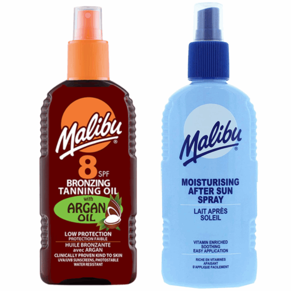 Malibu Olejek Brązujący Z Arganem SPF8 200ml + Balsam W Sprayu Po Opalaniu 200ml