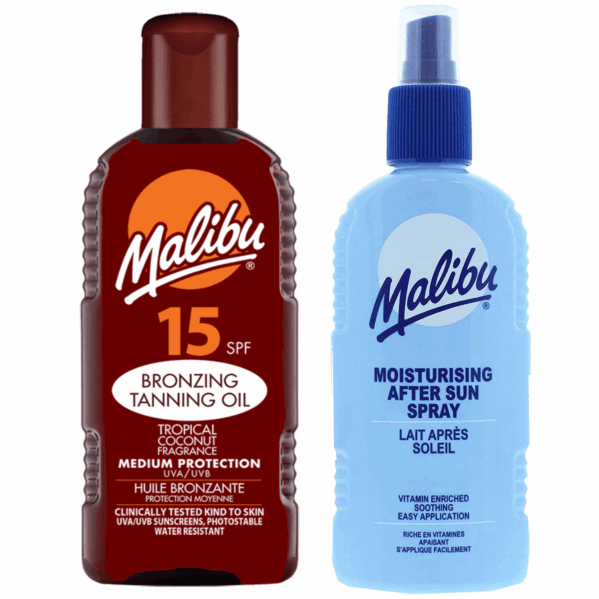 Malibu Olejek Do Opalania SPF15 200ml + Balsam W Sprayu Po Opalaniu 200ml