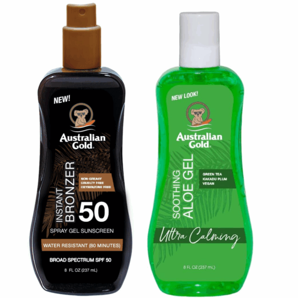 Australian Gold Żel W Sprayu Z Bronzerem SPF50 + Aloe Po Opalaniu