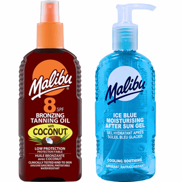 Malibu Olejek Brązujący Z Kokosem SPF8 200ml + Ice Blue Żel Po Opalaniu 200ml