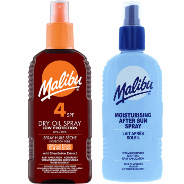 Malibu SPF4 Olejek Brązujący 200ml + Balsam W Sprayu Po Opalaniu 200ml