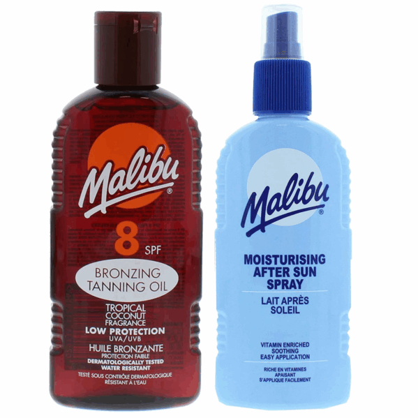 Malibu Olejek Do Opalania SPF8 200ml + Balsam W Sprayu Po Opalaniu 200ml