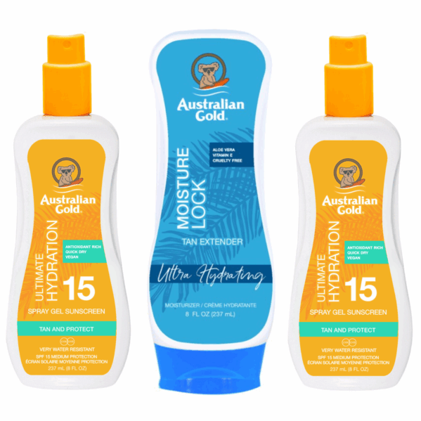 Australian Gold x2szt Żelu W Sprayu SPF15 + Moisture Lock