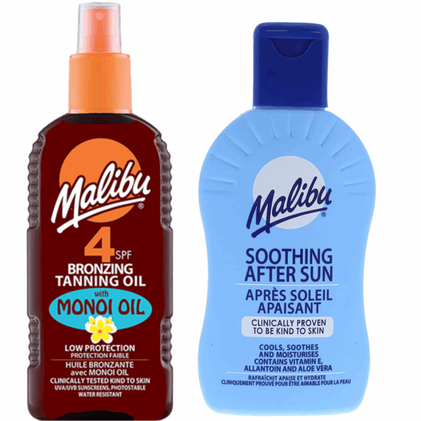 Malibu SPF4 Olejek Brązujący Z Monoi + Balsam Po Opalaniu 200ml