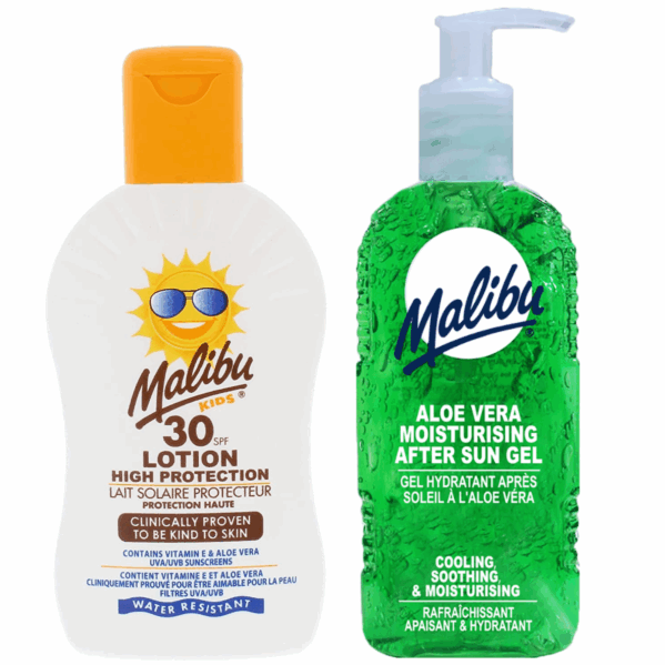 Malibu Balsam Ochronny Dla Dzieci SPF30 200ml + Aloe Żel Po Opalaniu 200ml