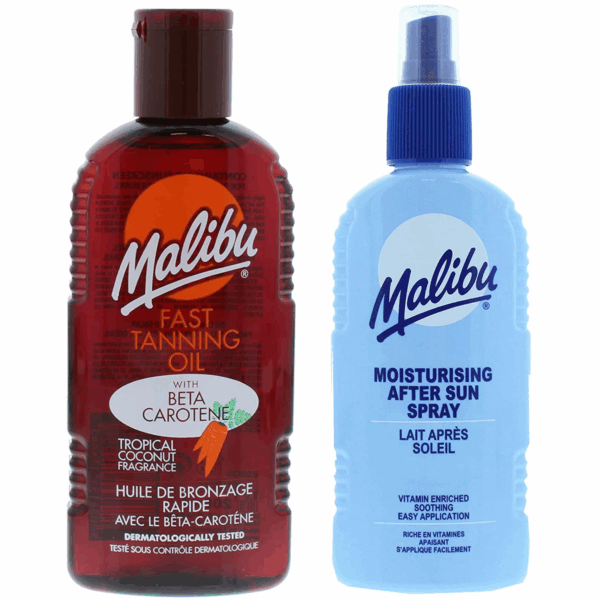 Malibu Olejek Do Opalania Z Marchewką I Kokosem 200ml + Balsam W Sprayu Po Opalaniu 200ml