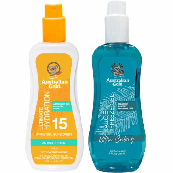 Australian Gold Żel W Sprayu Bezbarwny Z Filtrem SPF15 + Aloe Freeze Gel