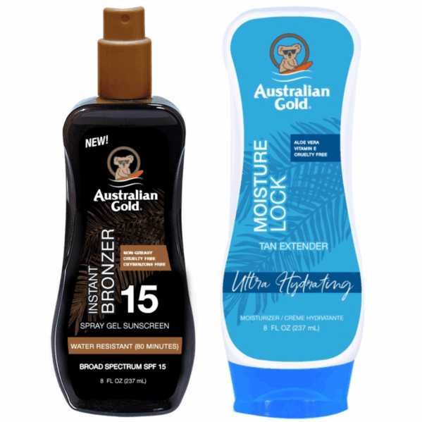 Australian Gold Żel W Sprayu Z Bronzerem SPF15 + Moisture Lock 237ml