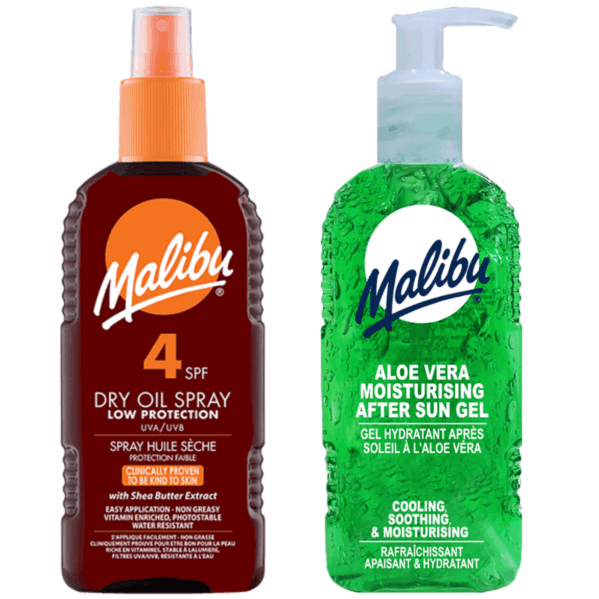 Malibu SPF4 Olejek Brązujący Do Opalania 200ml + Aloe Żel Po Opalaniu 200ml