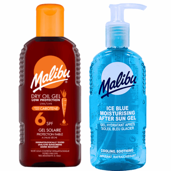 Malibu SPF6 Suchy Olejek Z Karotenem 200ml + Ice Blue Żel Po Opalaniu 200ml