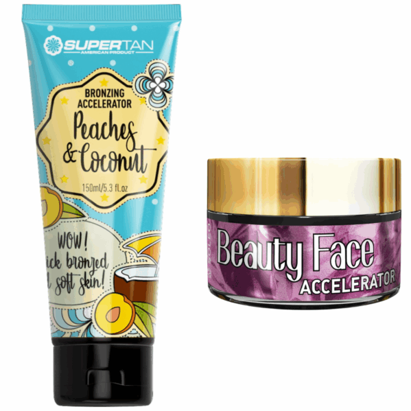 SuperTan Peaches Coconut Cream + Słoiczek Beauty Face
