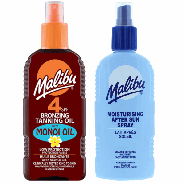 Malibu SPF4 Olejek Brązujący Z Monoi + Balsam W Sprayu Po Opalaniu 200ml