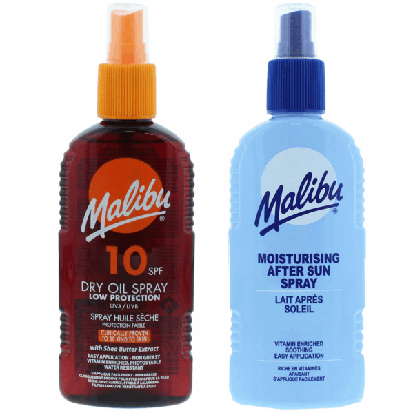 Malibu SPF10 Olejek Brązujący 200ml + Balsam W Sprayu Po Opalaniu 200ml