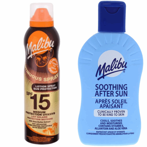 Malibu SPF15 Balsam Ochronny W Aerozolu 175ml + Balsam Po Opalaniu 200ml
