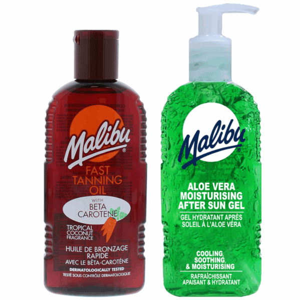 Malibu Olejek Do Opalania Z Marchewką I Kokosem 200ml + Aloe Żel Po Opalaniu 200ml