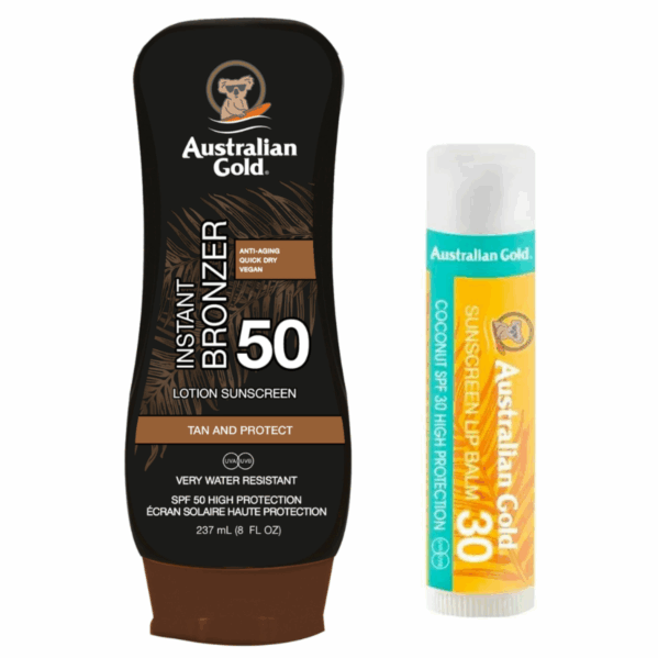 Australian Gold Balsam Z Bronzerem SPF50 + Pomadka Ochronna