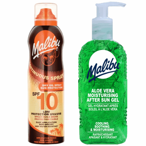 Malibu Suchy Olejek W Aerozolu SPF10 175ml + Aloe Żel Po Opalaniu 200ml