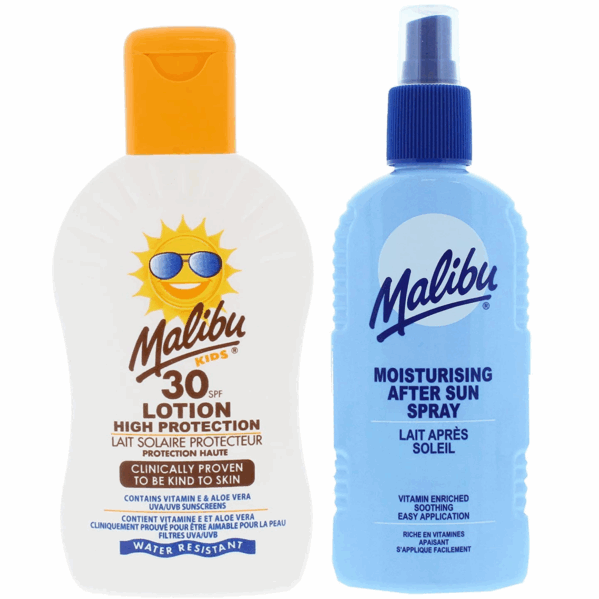 Malibu Balsam Ochronny Dla Dzieci SPF30 200ml + Balsam W Sprayu Po Opalaniu 200ml