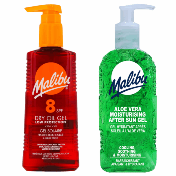 Malibu SPF8 Żel Brązujący 200ml + Aloe Żel Po Opalaniu 200ml