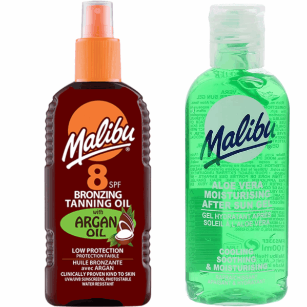 Malibu Brązujący Z Olejkiem Arganowym SPF8 100ml + Aloe Po Opalaniu 100ml