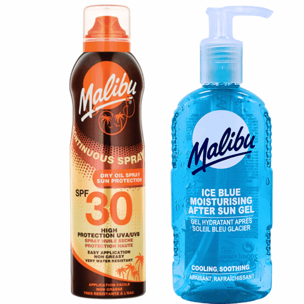 Malibu Balsam W Aerozolu SPF30 175ml + Żel Po Opalaniu 200ml