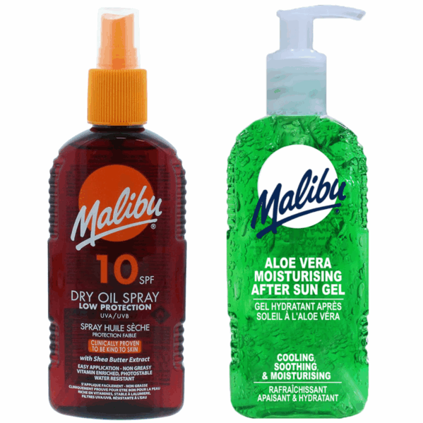 Malibu SPF10 Olejek Brązujący 200ml + Aloe Żel Po Opalaniu 200ml
