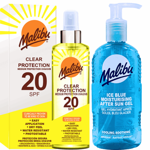 Malibu Clear Protection SPF20 250ml + Żel Po Opalaniu 200ml